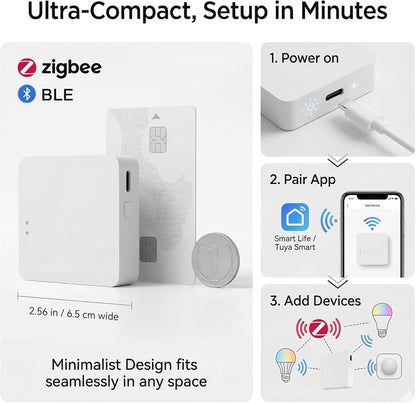 Smart Multi-Mode Gateway, Zigbee 3.0 & Bluetooth Mesh Hub, Tuya Smart Life App Control, Compatible with Alexa & Google Home, 2.4Ghz Wireless Bridge (White)