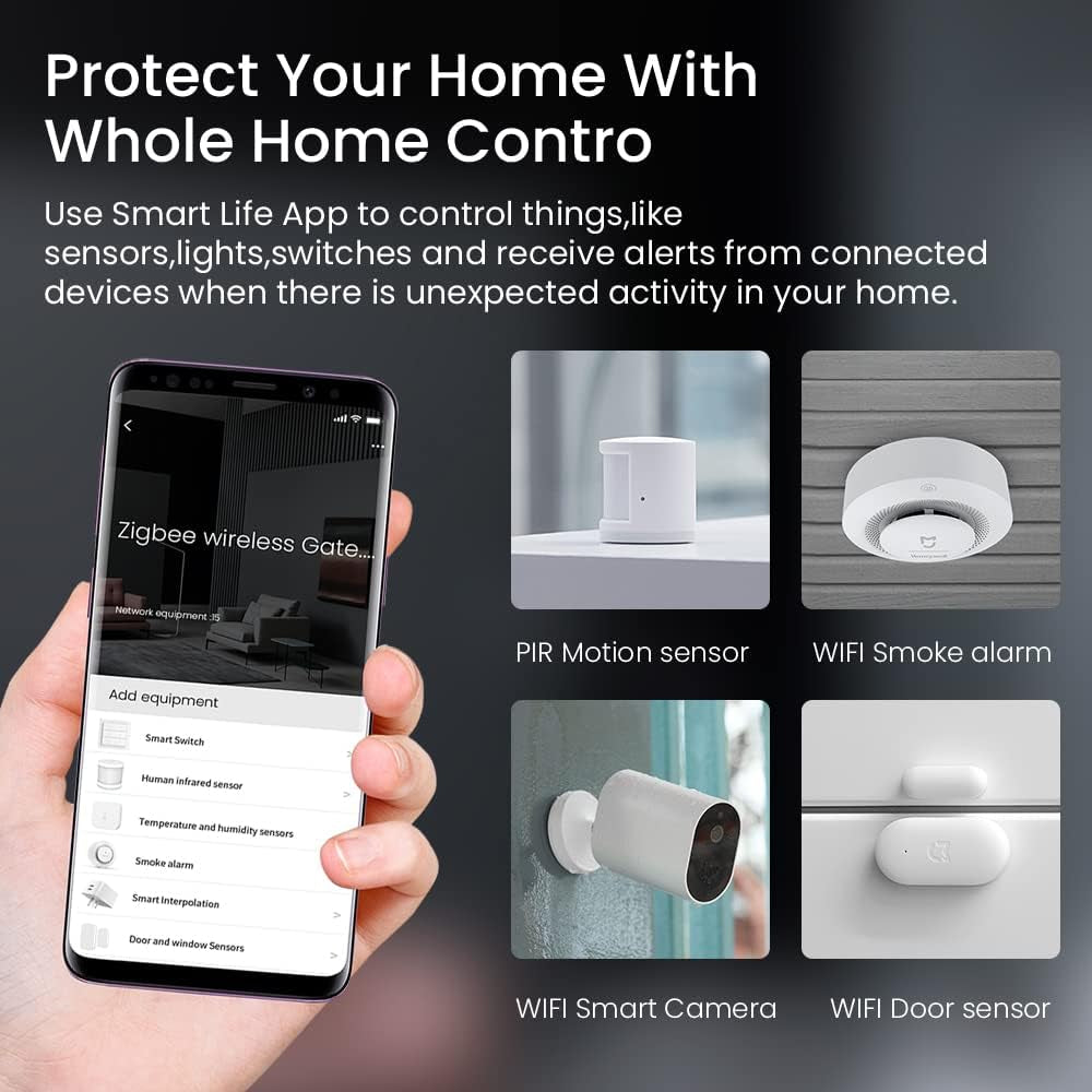 Zigbee 3.0 Hub Wifi & Bluetooth Dual Mode Gateway, Only for Tuya Product Smart Home Bridge Wireless Remote Controller,Intelligent Bridge Wireless Smart Home Gateway Voice Control via Alexa,Google Home