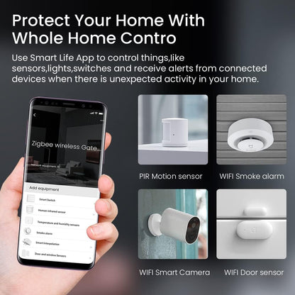 Zigbee 3.0 Hub Wifi & Bluetooth Dual Mode Gateway, Only for Tuya Product Smart Home Bridge Wireless Remote Controller,Intelligent Bridge Wireless Smart Home Gateway Voice Control via Alexa,Google Home