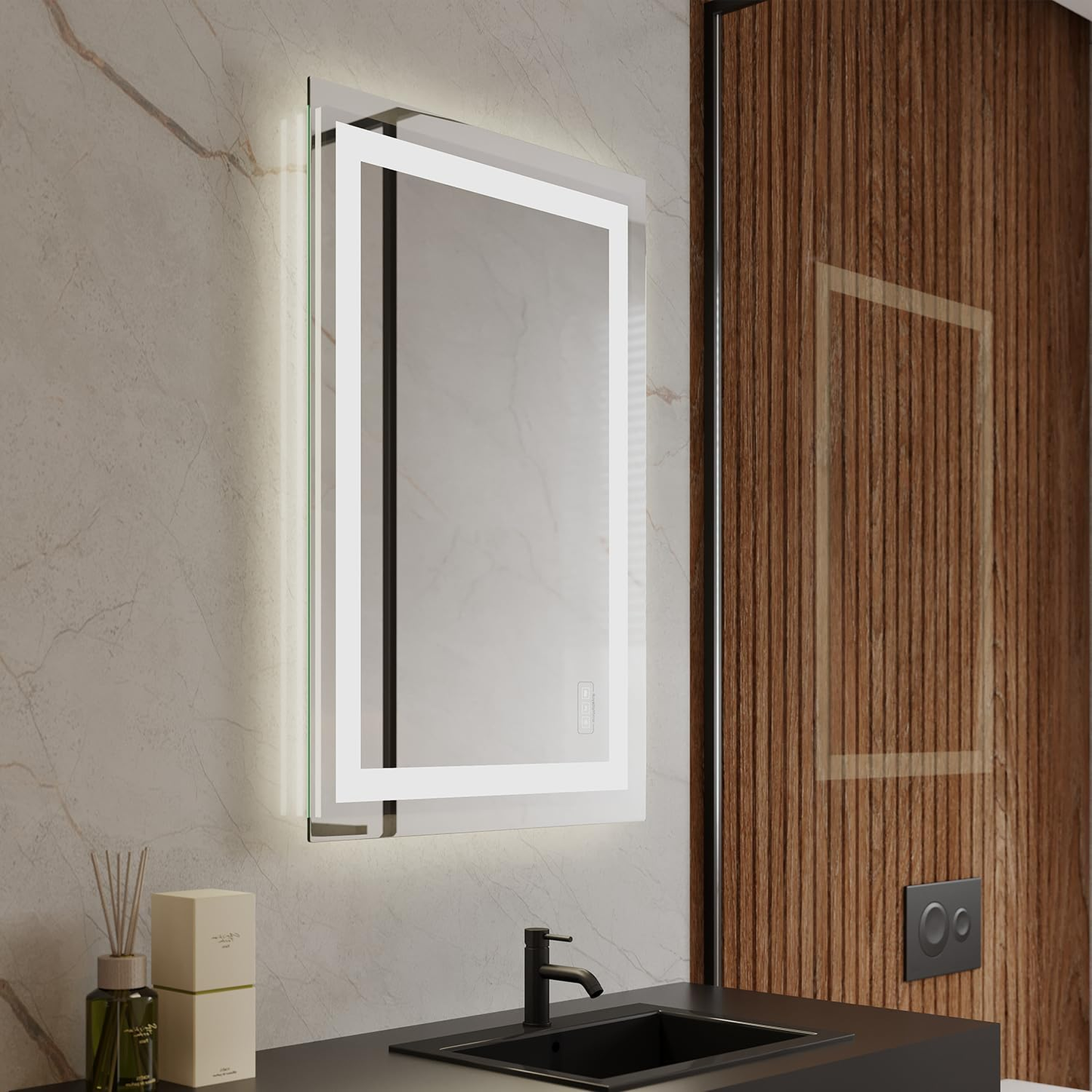LED Bathroom Mirror - Backlit & Front Lighted Bathroom Vanity Mirror - Stepless Dimmable, Smart Memory (24" X 36")