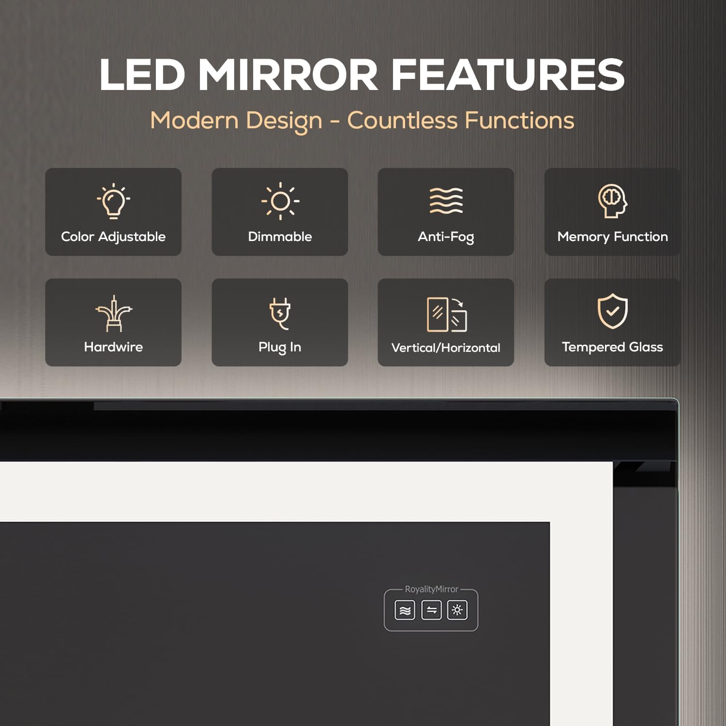 LED Bathroom Mirror - Backlit & Front Lighted Bathroom Vanity Mirror - Stepless Dimmable, Smart Memory (24" X 36")
