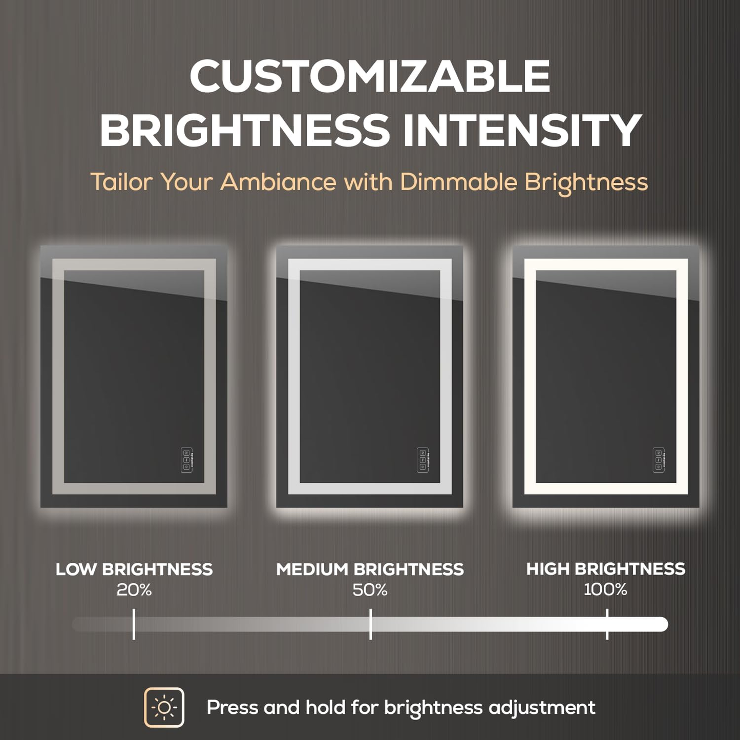 LED Bathroom Mirror - Backlit & Front Lighted Bathroom Vanity Mirror - Stepless Dimmable, Smart Memory (24" X 36")