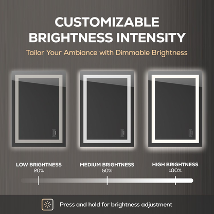 LED Bathroom Mirror - Backlit & Front Lighted Bathroom Vanity Mirror - Stepless Dimmable, Smart Memory (24" X 36")