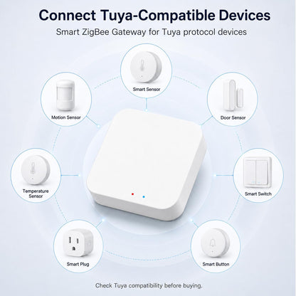 Zigbee 3.0 Hub Wifi & Bluetooth Dual Mode Gateway, Only for Tuya Product Smart Home Bridge Wireless Remote Controller,Intelligent Bridge Wireless Smart Home Gateway Voice Control via Alexa,Google Home