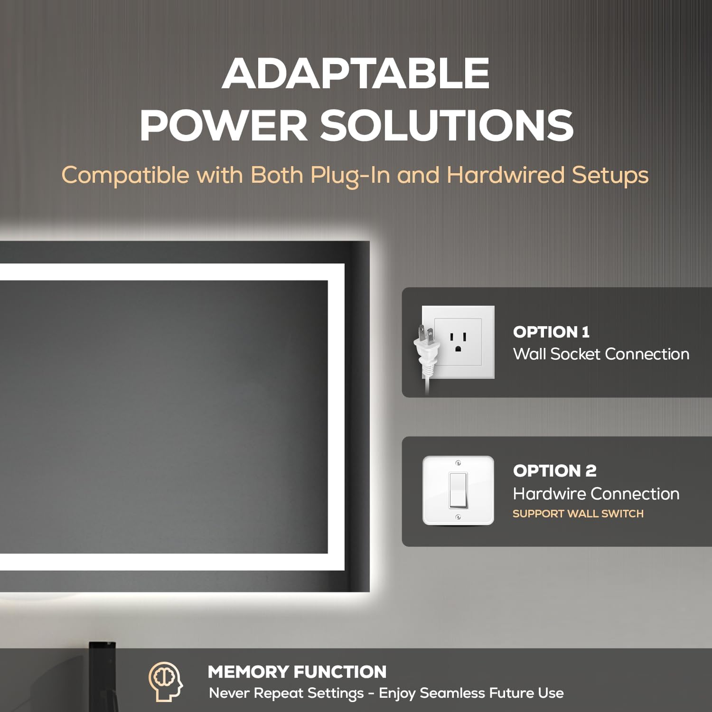LED Bathroom Mirror - Backlit & Front Lighted Bathroom Vanity Mirror - Stepless Dimmable, Smart Memory (24" X 36")
