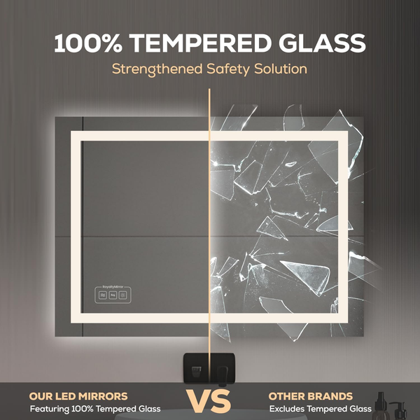 LED Bathroom Mirror - Backlit & Front Lighted Bathroom Vanity Mirror - Stepless Dimmable, Smart Memory (24" X 36")