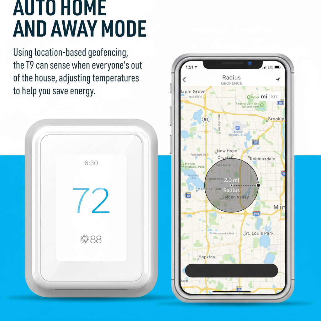 T9 WIFI Smart Thermostat, Smart Room Sensor Ready, Touchscreen Display, Alexa and Google Assist