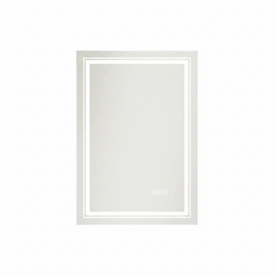 24X32 LED Mirror for Bathroom with Front and Backlit Light up Digital Mirrors for Wall,Anti Fog,Stepless Dimmable,Tempered Silver Glass Smart Vanity Mirror for Bathroom