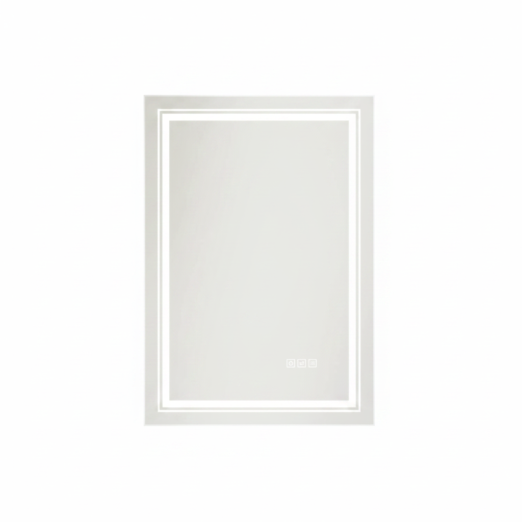 24X32 LED Mirror for Bathroom with Front and Backlit Light up Digital Mirrors for Wall,Anti Fog,Stepless Dimmable,Tempered Silver Glass Smart Vanity Mirror for Bathroom